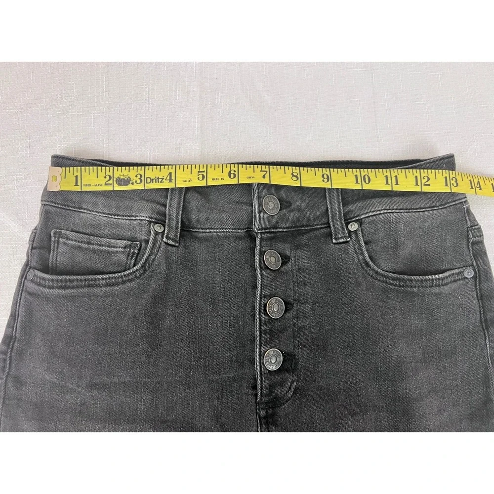 PAIGE Sarah Longline Short Women 26 Black Excellent Button Fly Raw Hem W7994